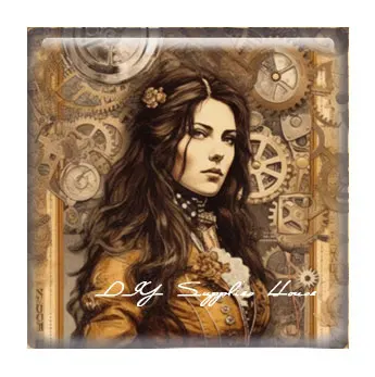 10 шт./лот ретро стимпанк шестерня кошка девушка квадратная фотография стеклянный