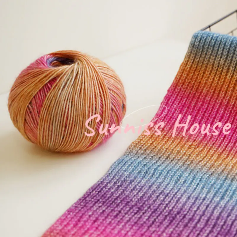 50 г сегментная окрашенная шерстяная детская нить градиентный Радужный шарик из