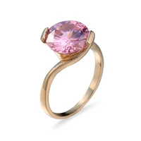 new sweet romantic pink color round zircon ring for women simple personality engagement rings birthday party jewelry gifts