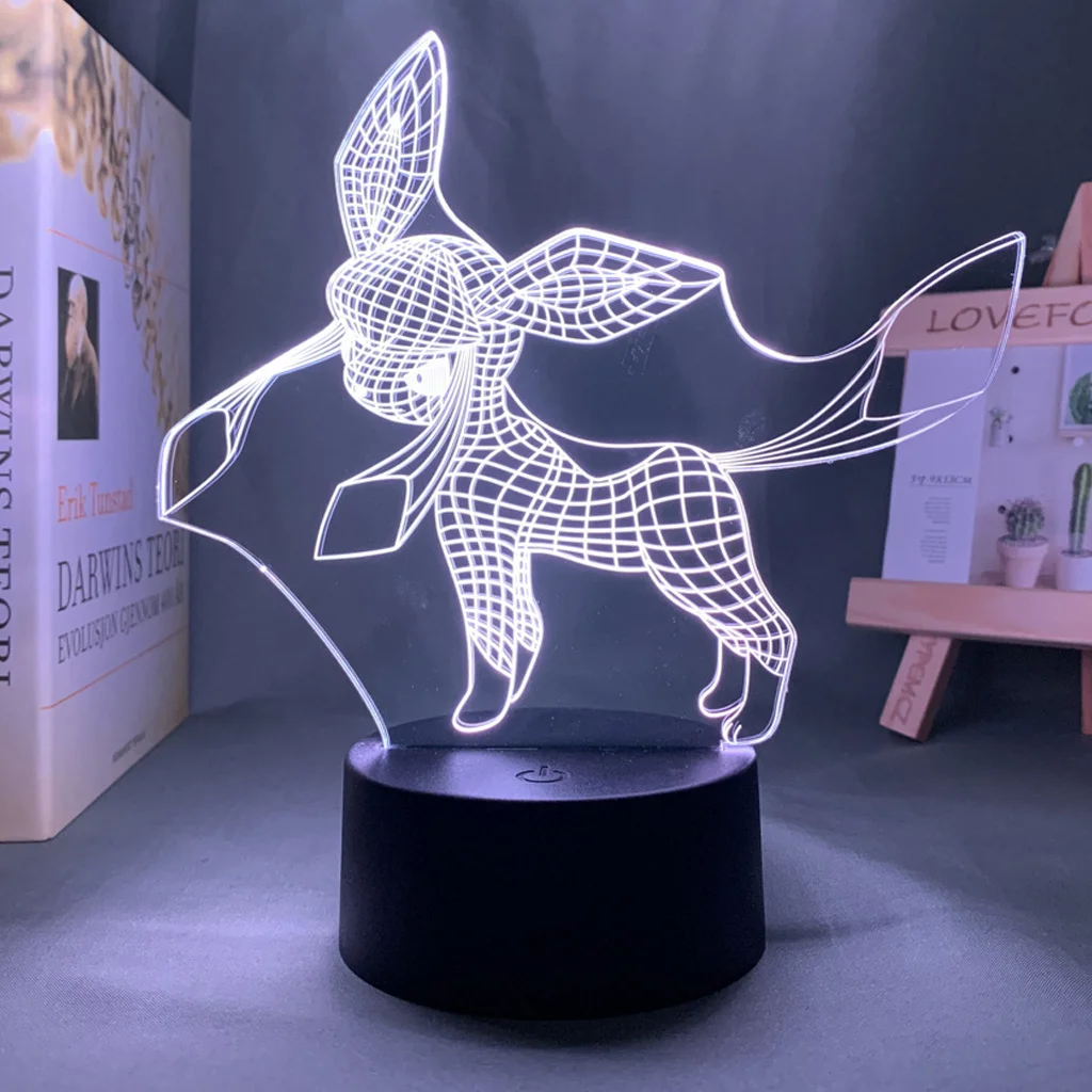 

Glaceon Pokemon Anime Figures 3D Led Night Light Model Toys Children Bed Room Decor Birthday Gift Christmas Gift for Kid