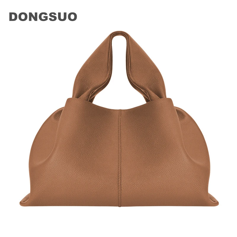 

Designer totes bag geuine leather women cute quality large capacity crossbody bag ruched pleated pouch shoulder bag camel grey