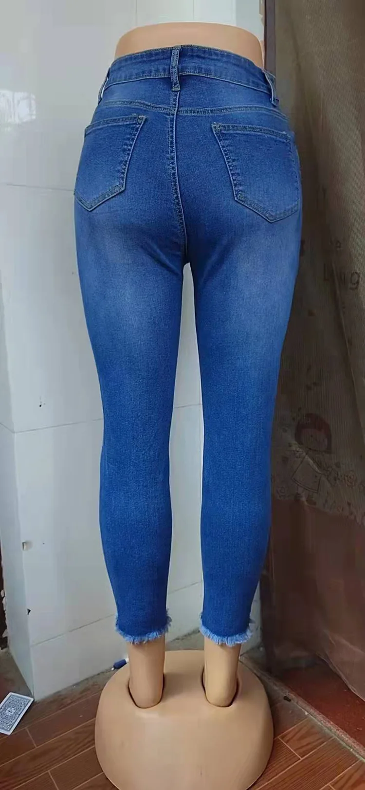 2023 New Street Style Fashion Ripped Slim Denim Trousers Ladies Jeans Women's Clothing