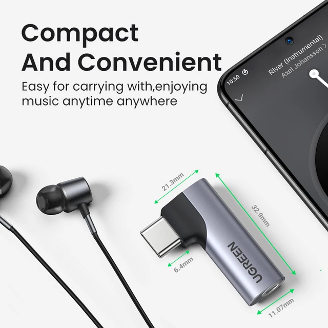 UGREEN USB C to 3.5mm Audio Headphone For Samsung Galaxy A52s S22 S21 iPad Pro 2022 Type C Aux DAC Earphone Mic Jack Adapter USB 6