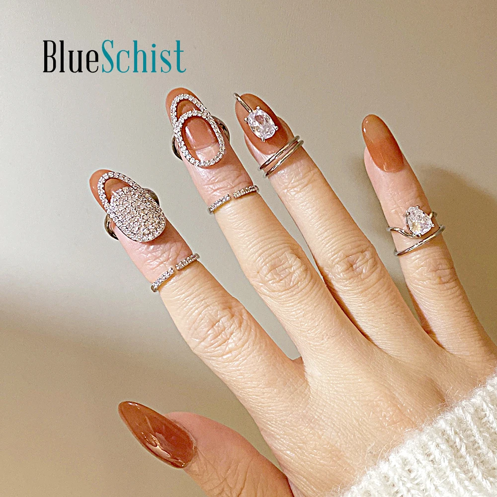 

New Arrivals Fashion Zircon Fingertip Nail Ring for Women Girls Protective Fingernail Art Rings Jewelry Party Prom Accessory