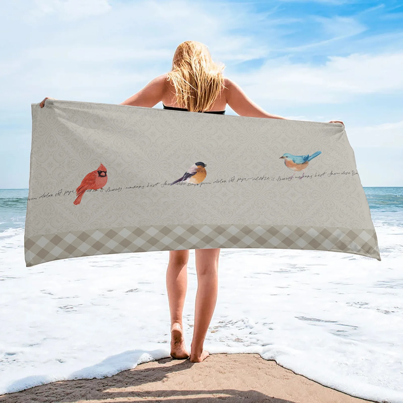 

Idyllic Watercolor Birds Fashion Bath Towel for Bathroom Swimming Microfiber Beach Towel Soft Quick-drying Printed Face Towels