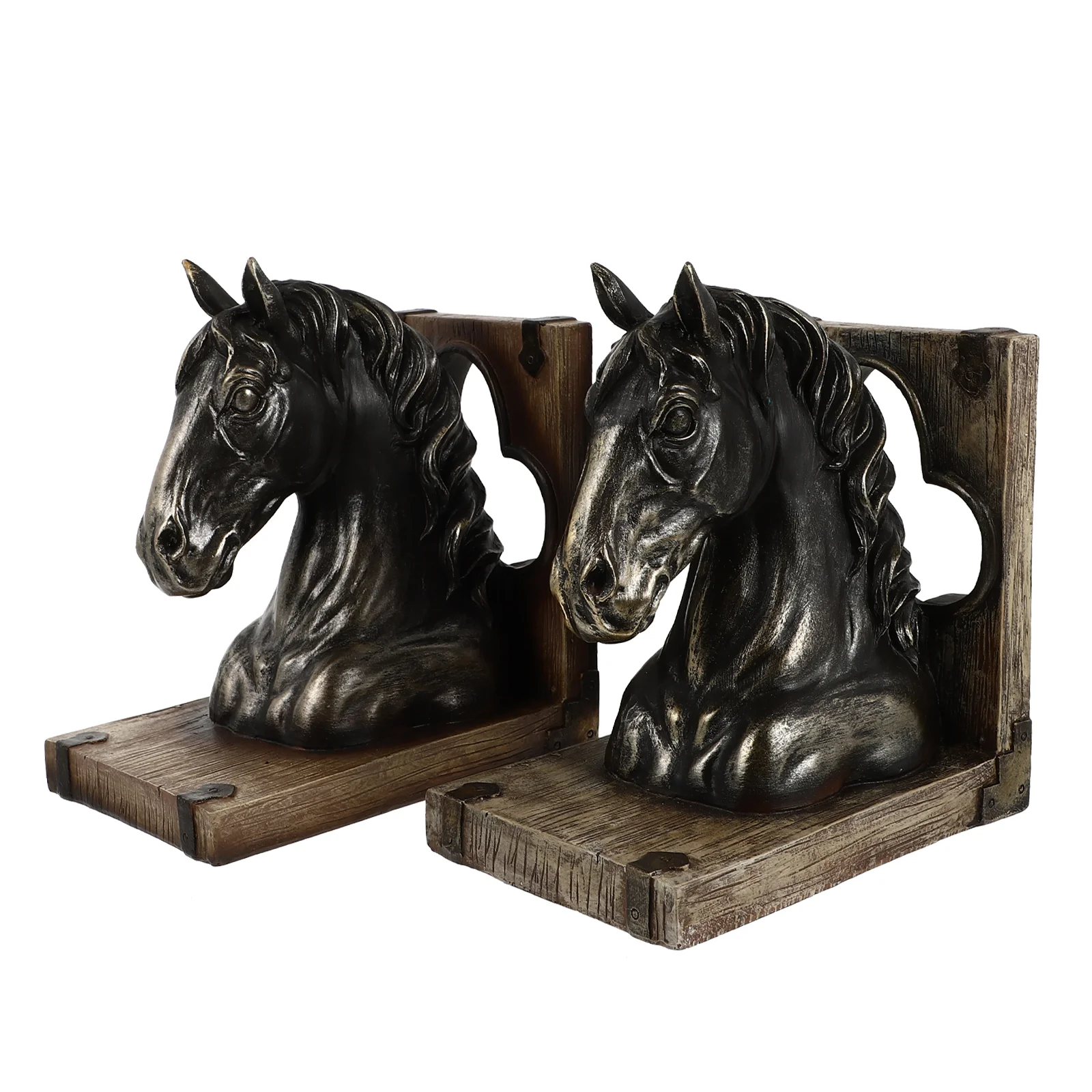 

Horse Head Bookend Ornament Resin Study Fixator Household Bookshelf Fitting Desktop Bookcase Accessory Retro Style Office Ends