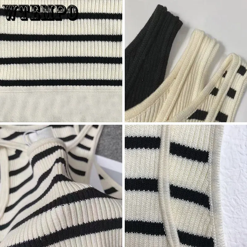 Striped Knit Vest Summer Crop Top Outwear Sleeveless Bottoming Women Tops Trend Y2k Short Sports Tank Tops White Corset tee images - 6