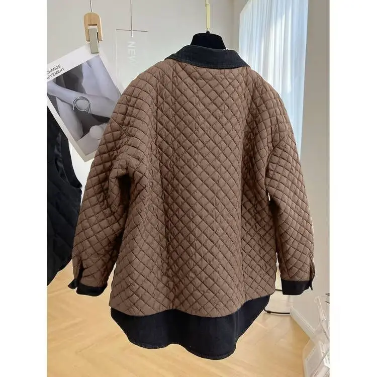 design medium length shirt, cotton jacket, women's autumn and winter Lingge cotton jacket  women jackets winter coat jacket