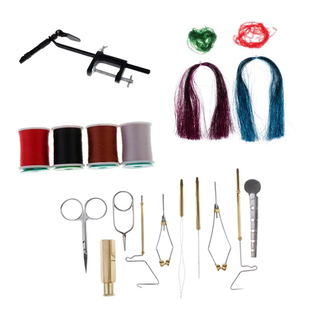 Fly Tying Tool Kit with Fly Tying , Bobbin Holder,  Finisher, Hackle Pliers, Bobbin Threader, Fly Fishing Tying Tools Set