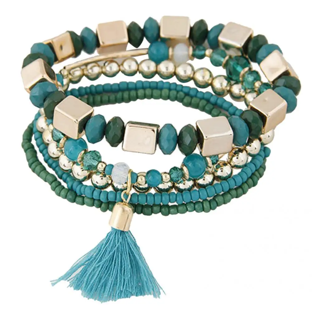 

Retro Bracelet Bohemian Style Resin Girls Multilayer Bead for Graduation