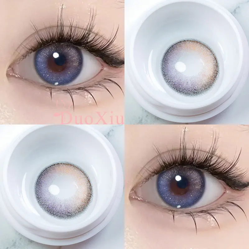DUOXIU годовые красивые контактные линзы двойного цвета с диоптриями фиолетовые