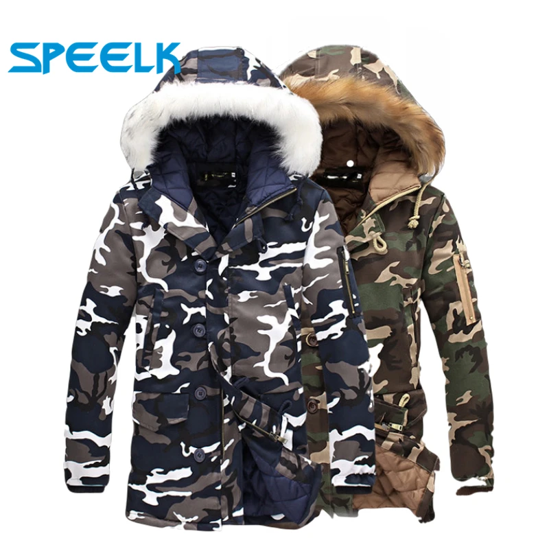 Brand New Camouflage Jackets Men Women Winter Snowcoat Fur Collar Military Parka Coat Couples Thick Cotton-padded Jacket