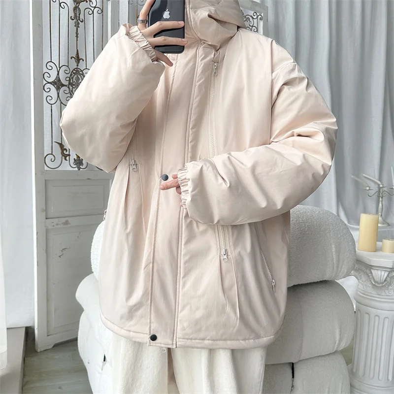 Winter Jacket Men Warm Fashion Casual Thickened Down Jacket Men Korean Loose Thick Hooded Short Coat Mens Parker Large Size