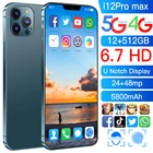 Смартфон глобальная версия i12 pro max, экран 6 дюймов + 512 ГБ, камера 24 + 48 МП, аккумулятор 5800 мач, MTK6889, сотовый телефон с 10-ядерным процессором L909