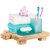 bathroom accessories set soap dispenser cotton jar mouthwash cup imitation wooden toothbrush holder and tray plant shelf