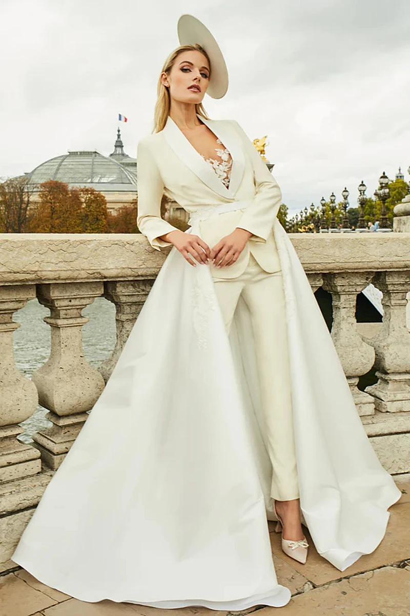 

Женские костюмы, свадебное платье со съемным шлейфом, повседневные Простые платья для сельской местности, свадебные платья для приема на заказ