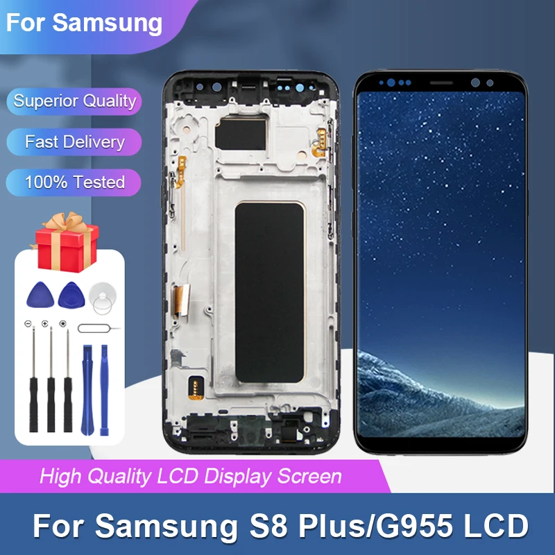

1Pcs G955 Display For Samsung Galaxy S8 Plus LCD Touch Screen Digitizer For Samsung S8 LCD G950 G950F G955F Assembly With Frame