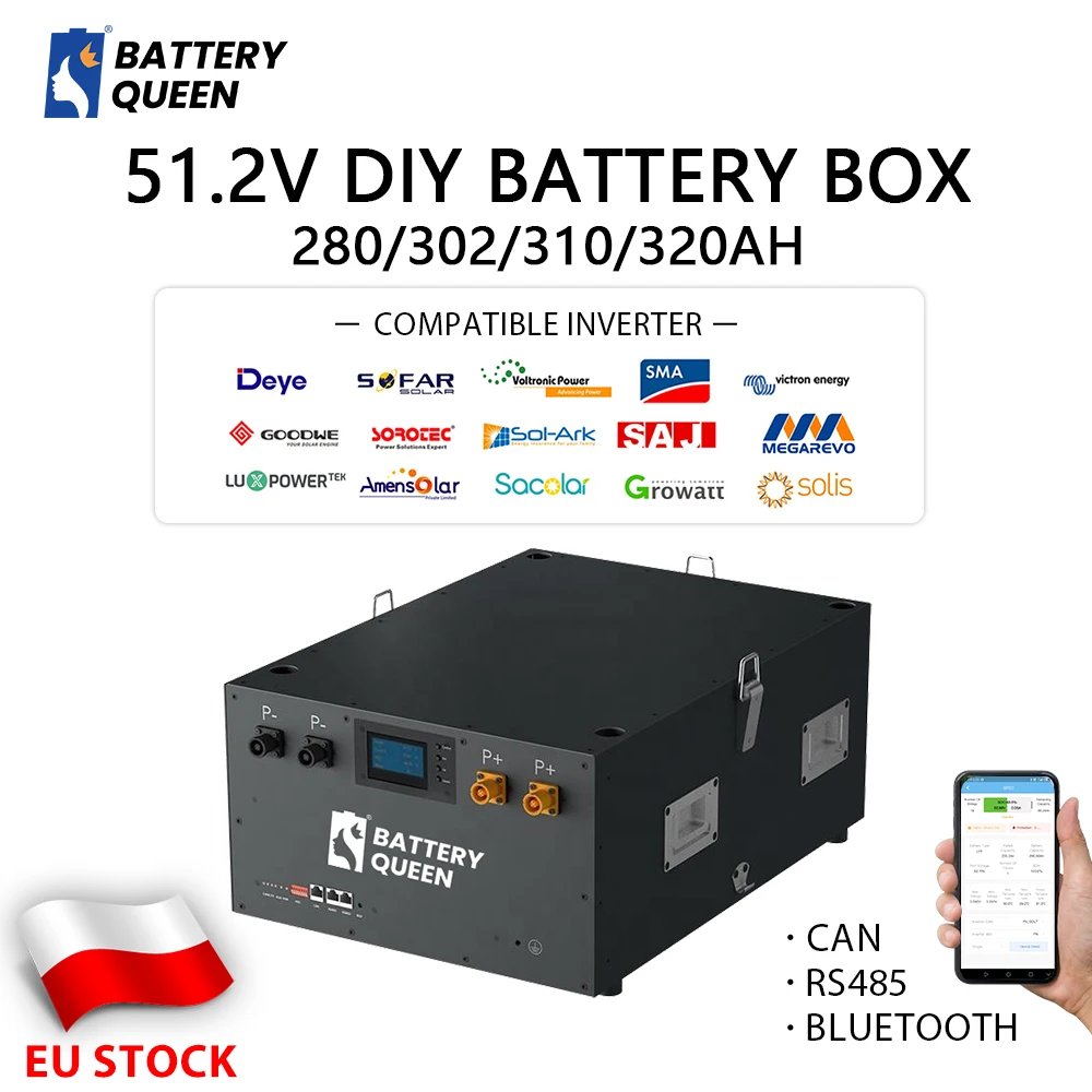 

Poland DIY Battery Kits 48V 51.2V 280AH 310AH 320AH 304AH Lifepo4 Battery Case With Smart BMS CAN RS485 Solar Home Power Storage