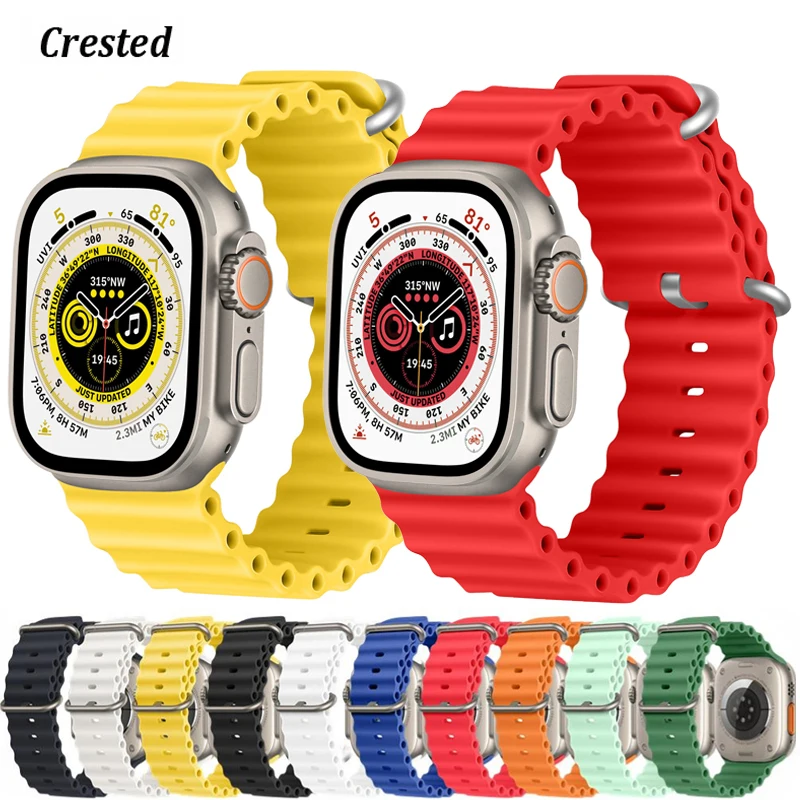 Ocean Strap for Apple watch band 49mm 44mm 40mm 45mm 41mm 42mm 38mm 44 mm silicone bracelet iWatch series 8 Ultra 7 6 3 se Strap