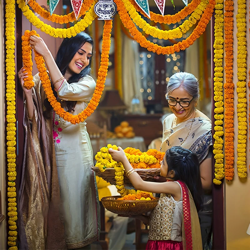 Искусственные цветы полиэстер традиционная индийская тема для фестиваля Дивали