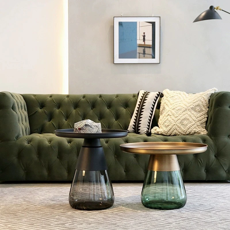 

Современный минималистичный круглый стеклянный журнальный столик для большой и маленькой квартиры, домашний гостиной, скандинавский комбинированный металлический чайный столик