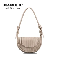 mabula stripe quilted half moon underarm shoulder purses zipper closure pleated leather tote handbag small women clutch bag