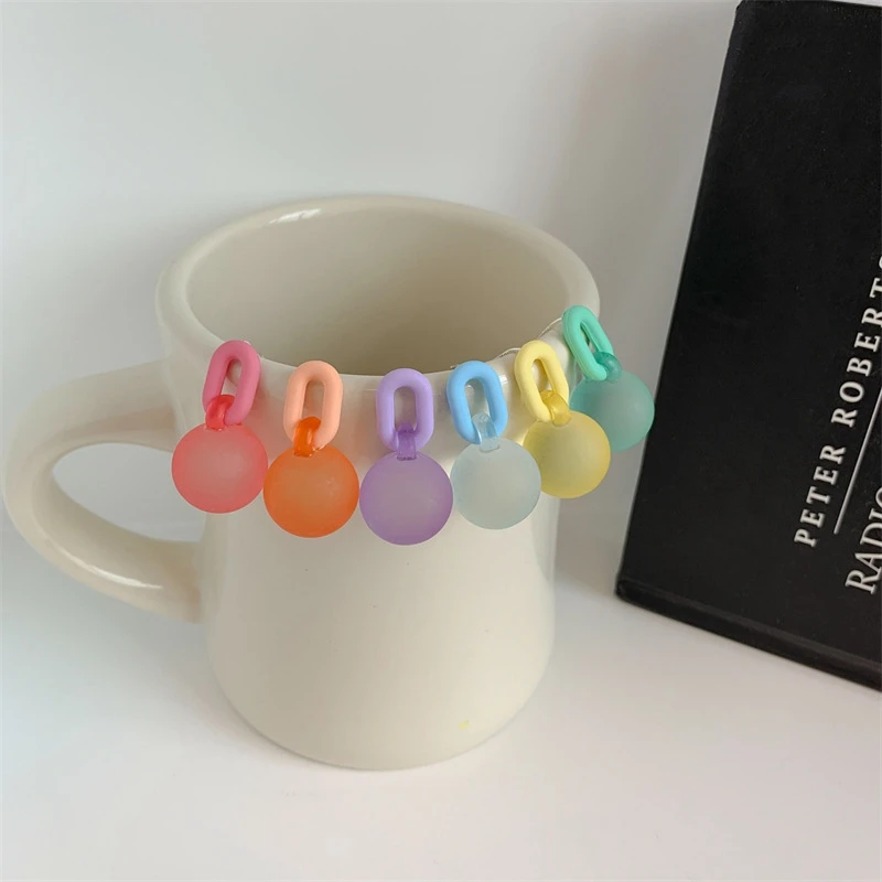

Korea Candy Color Frosted Bubbles Balloon Earrings Sweet Chain Colorful Beads Aesthetic Resin Earrings for Women Fashion Jewelry