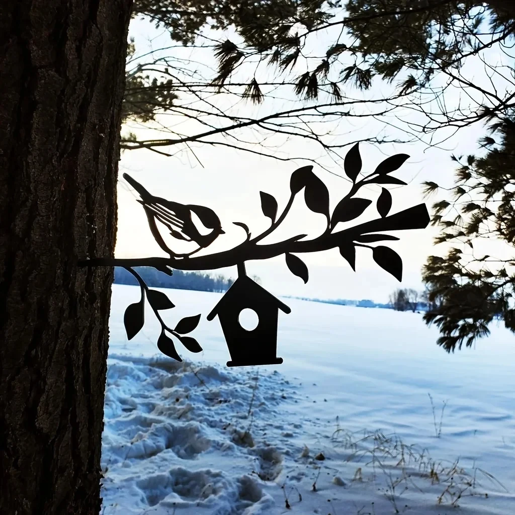 Ddpnkl Металлический Силуэт Садовый Кол Художественное Украшение Двора Дерево