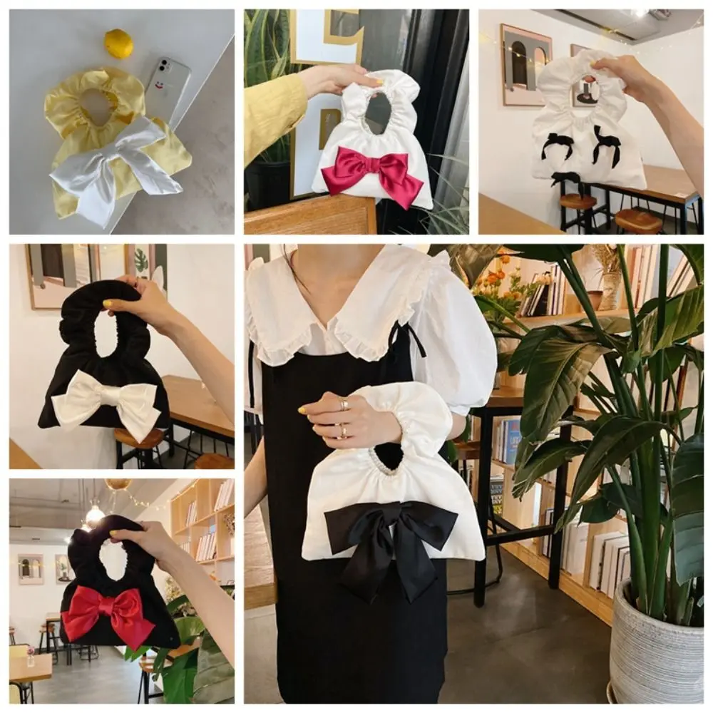 Многоразовая Холщовая Сумка с бантом на запястье мятая кружевная Весенняя