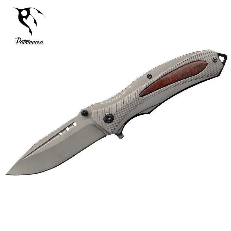

Titanium-plated Wooden Handle Knife Outdoor Folding Knife Multifunctional Camping Self-defense Knife Tool Portable Folding Knife