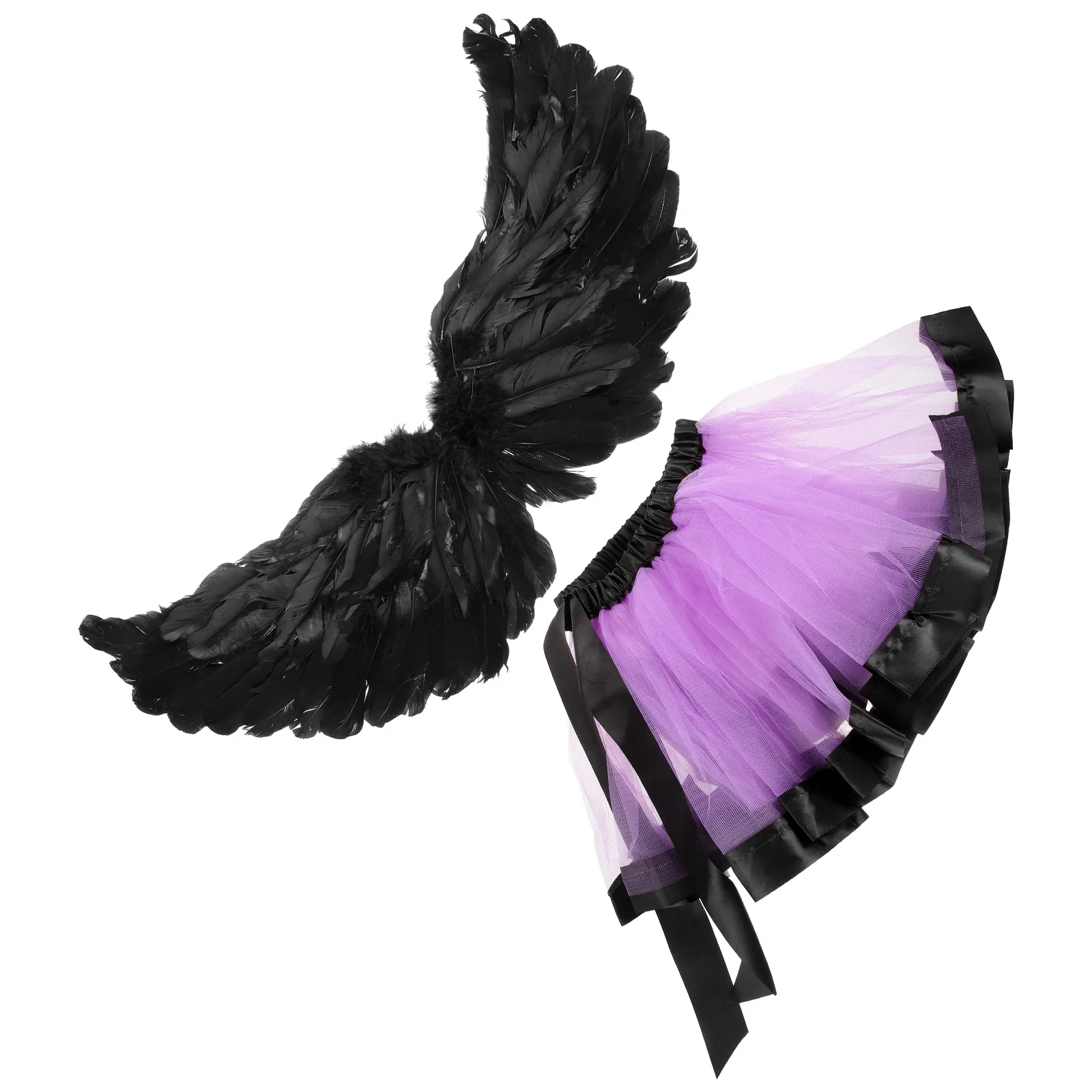 

Black Dress Girls Halloween Angel Decor Cosplay Costume Accessories Fabric Child Prop Costumes