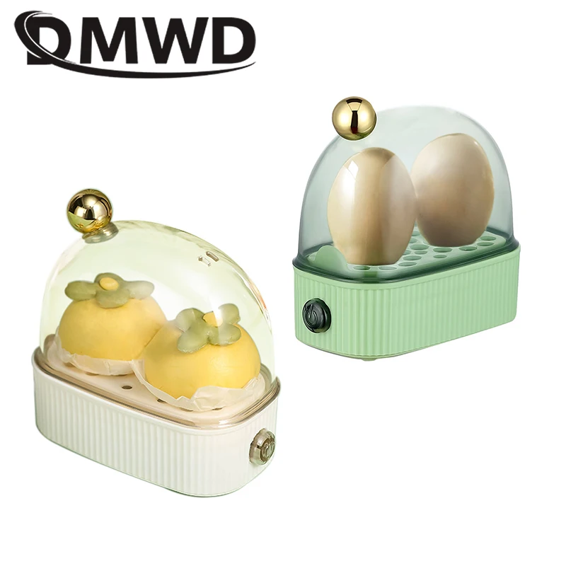 DMWD Multifunctional Electric Egg Cooker Heater Automatic Power Off Mini Eggs Food Steamer Poacher Breakfast Cooking Machine EU