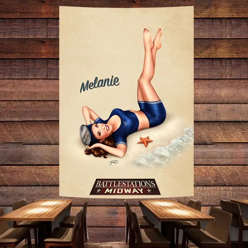 

Sexy Bikini Girls Poster Banner Mural Seductive Pin Up Art Flag Wall Painting Tapestry Bar Cafe Pub Man Cave Wall Decor Sticker