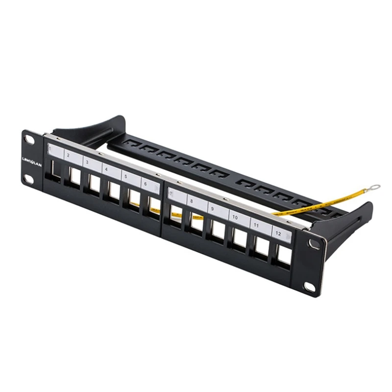 

10-Inch 12-Port Blank Patch Panel Rack Installation Including Cable Management Support Rods For Cat.5E/Cat6 RJ45 Modules CNIM Ho