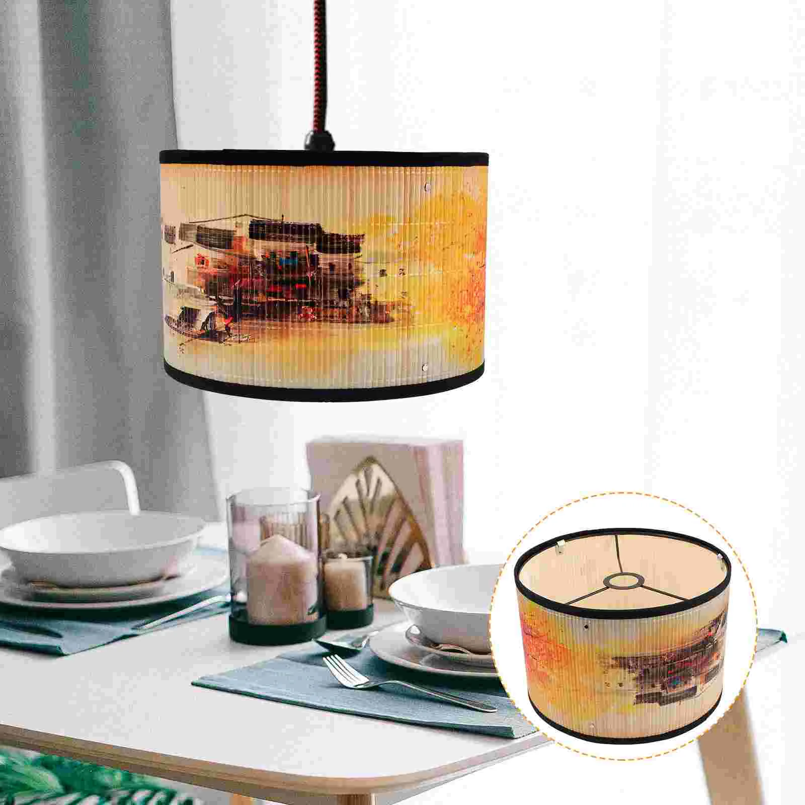 

Lamp Shade Shades Light Drum Chandelier Pendant Covers Tablereplacement Wall Floor Woven Linen Lampshade Cover Ceiling