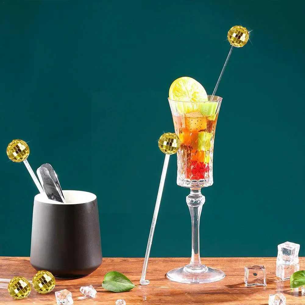 

10/24pcs Disco Ball Cocktail Stirrers Shiny Disco Mirror Cocktail Cocktail Stirrer Ball Party Drink Stirrer Decoration Mixe G4K0