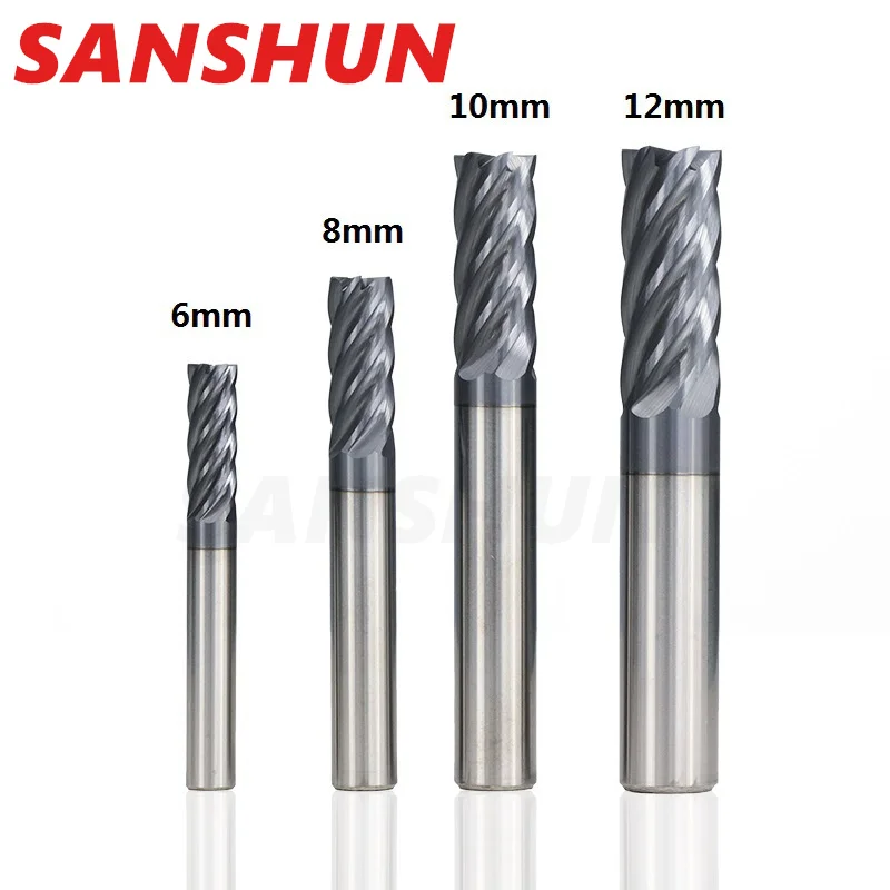 6 Flutes Carbide End Mill Metal Steel 6 Teeth Tungsten Milling Cutter CNC Finishing Machining Router 4mm 6mm 8mm 10mm 12mm