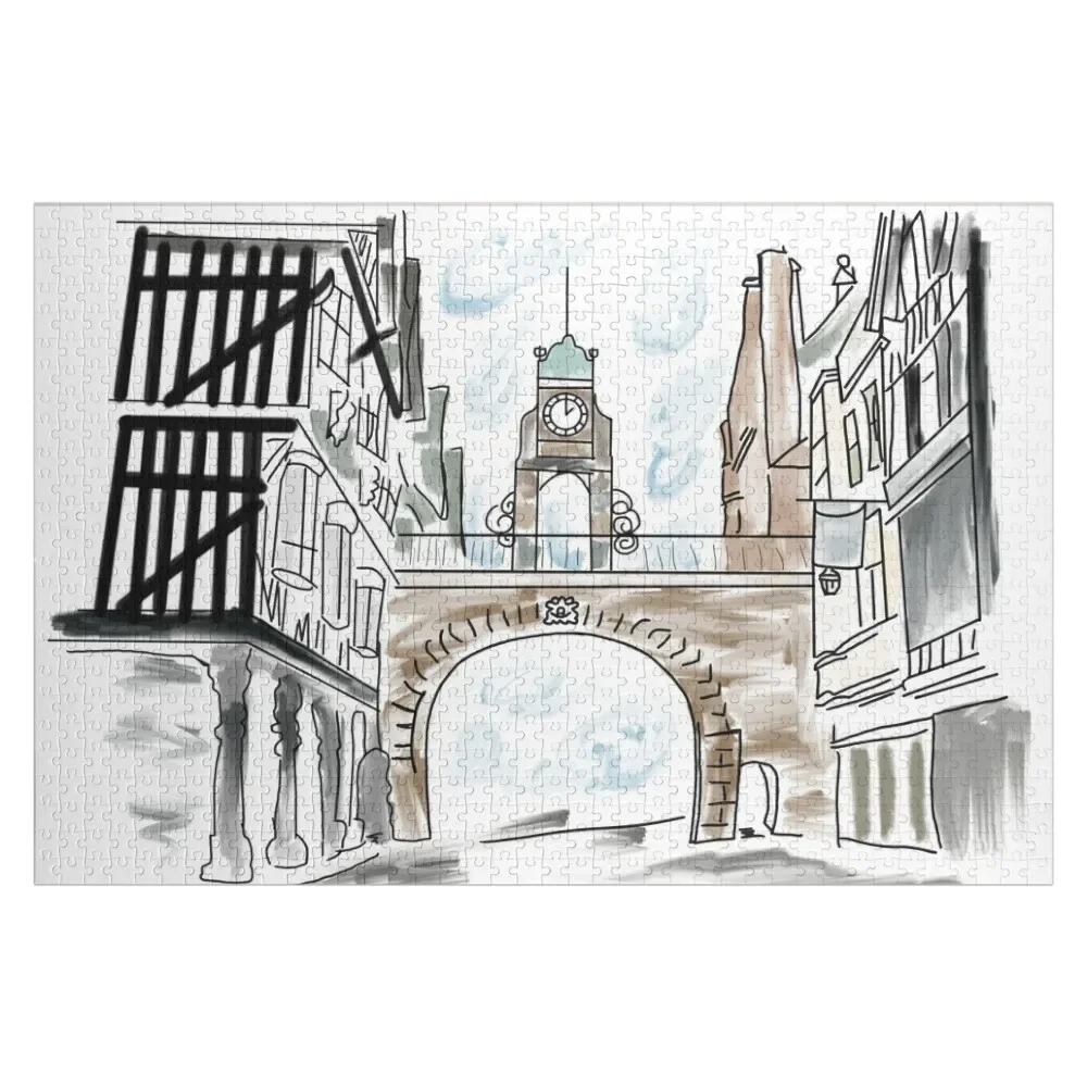 Уличная сцена часов Eastgate головоломка Честера индивидуальное изображение имя