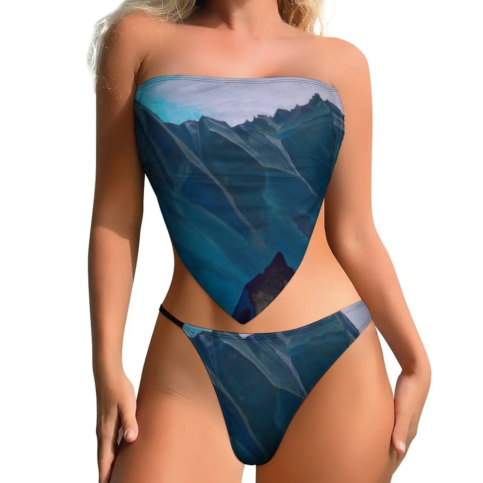 

Женский купальник с принтом в виде колокольчиков и гор, Привлекательный комплект бикини с эффектом пуш-ап, Стильные пляжные наряды