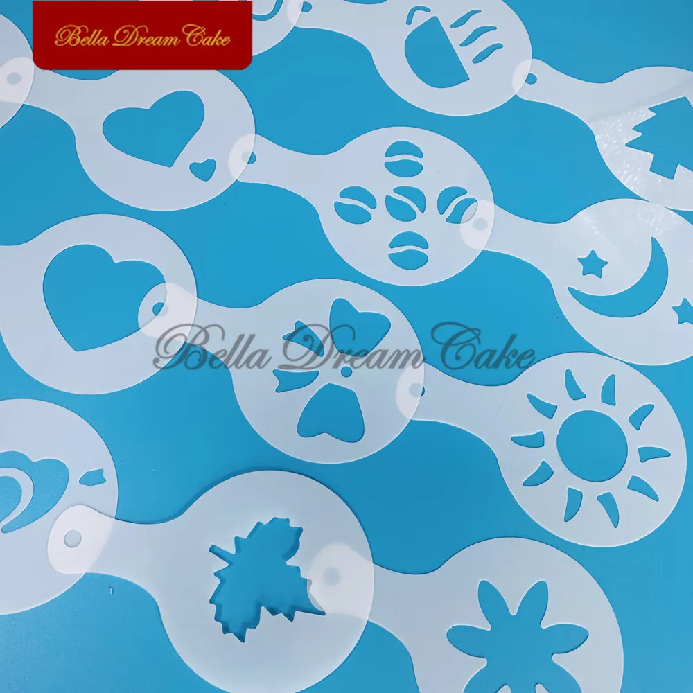 16 шт./набор пластиковые шаблоны для шоколада и кофе