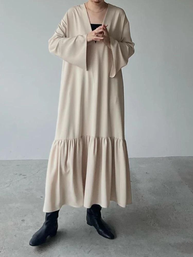 Женское винтажное платье с цветочным принтом Длинное свободное глубоким