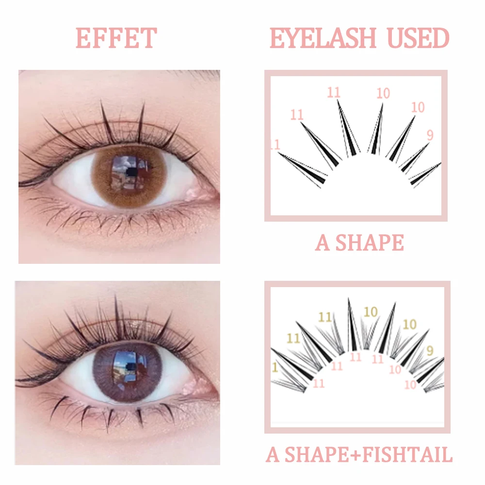 

Five Rows Fishtail A M Type Mixed False Eyelashes Cute Cosmetics Eyelash Japanese Korean Make Up Wholesale Items For Business