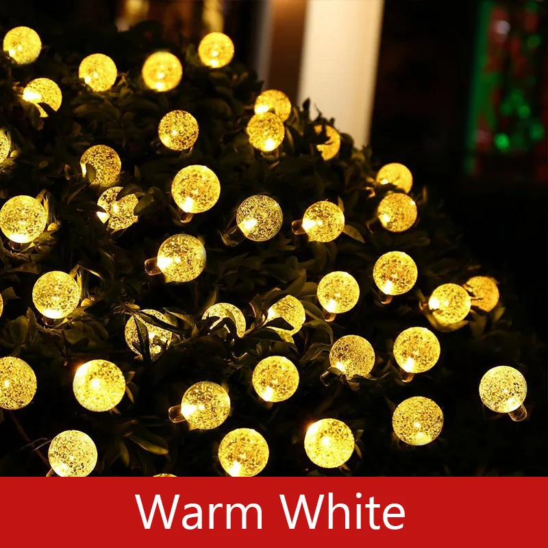 40FT 50LED Solar Crystal Ball Light Outdoor Garden Fairy String Light Led Twinkle Waterproof Lamp for Christmas Patio Tree Party