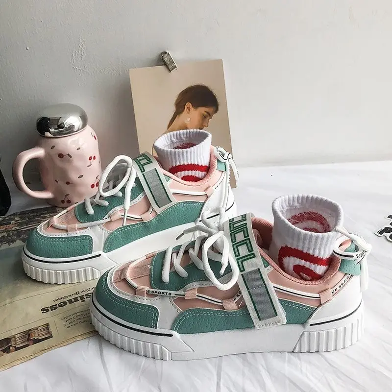 

Patchwork Female Sneakers 2021 Autumn Woman Vulcanize Shoes Mix Color Ladies Footwear Casual Streetwear Zapatillas Mujer