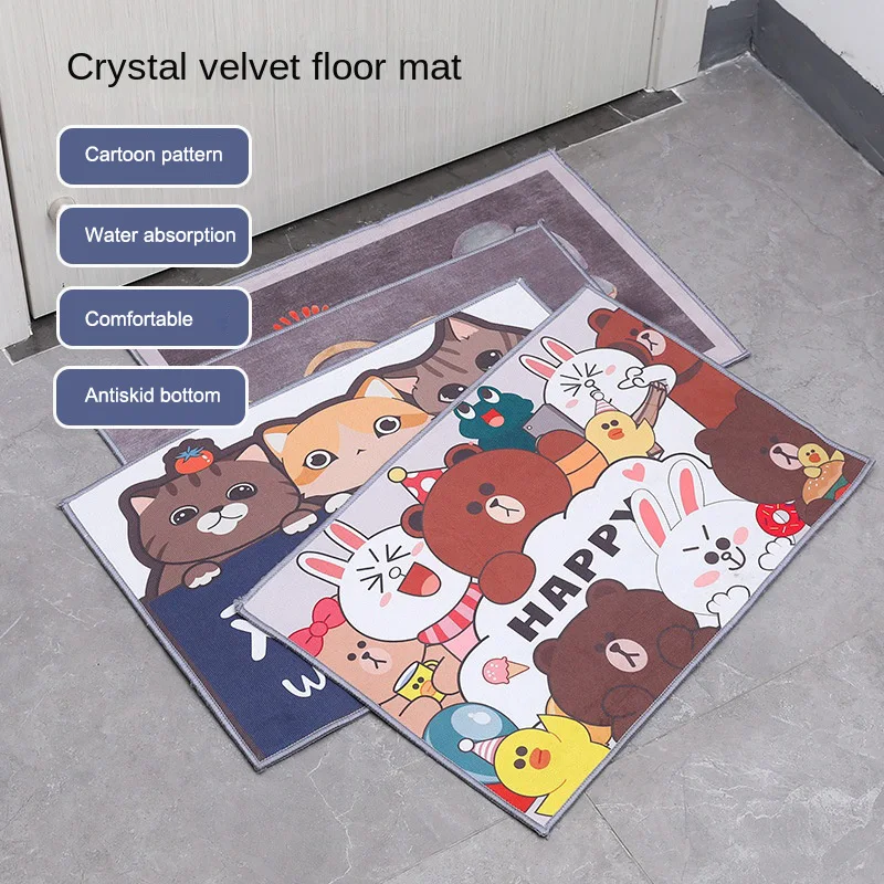 

Cute House Doormat Entrance Door Kitchen Bathroom Rug Absorbent Carpet Children Kids Living Room Floor Mat for Hallway