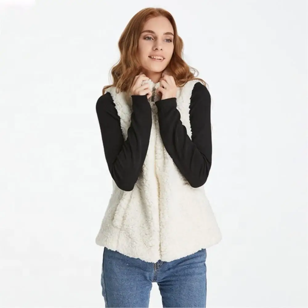 Winter Fashion Women's Real Fur Vest Fluffy Fleece Thermal Pure Color Zipper Real Fur Gilet Womens Teddy Sleeveless Waistcoat