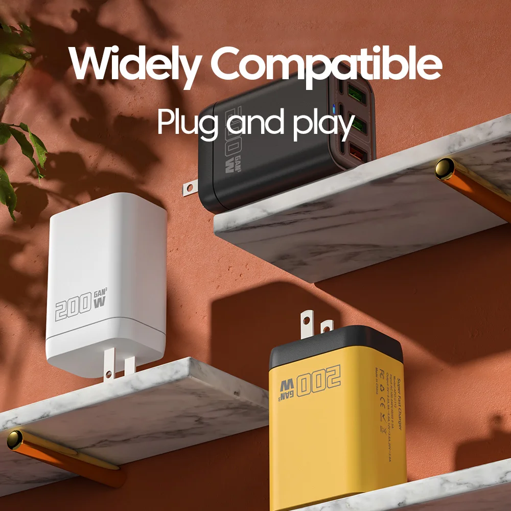 Фото 6-портовое зарядное устройство USB C, 200 Вт, быстрая зарядка 3,0, адаптер PD для быстрой зарядки для iPhone, Xiaomi, Samsung, настенное зарядное устройство для мобильного телефона №4