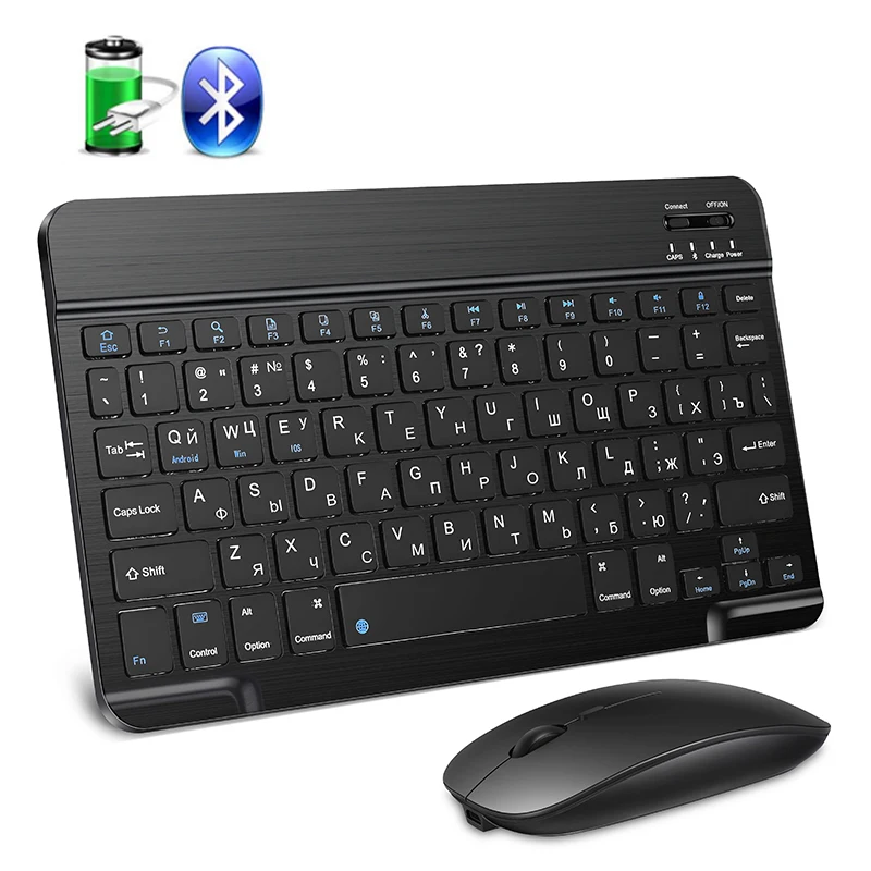 Беспроводная мини-клавиатура и мышь перезаряжаемая Bluetooth-клавиатура с мышью