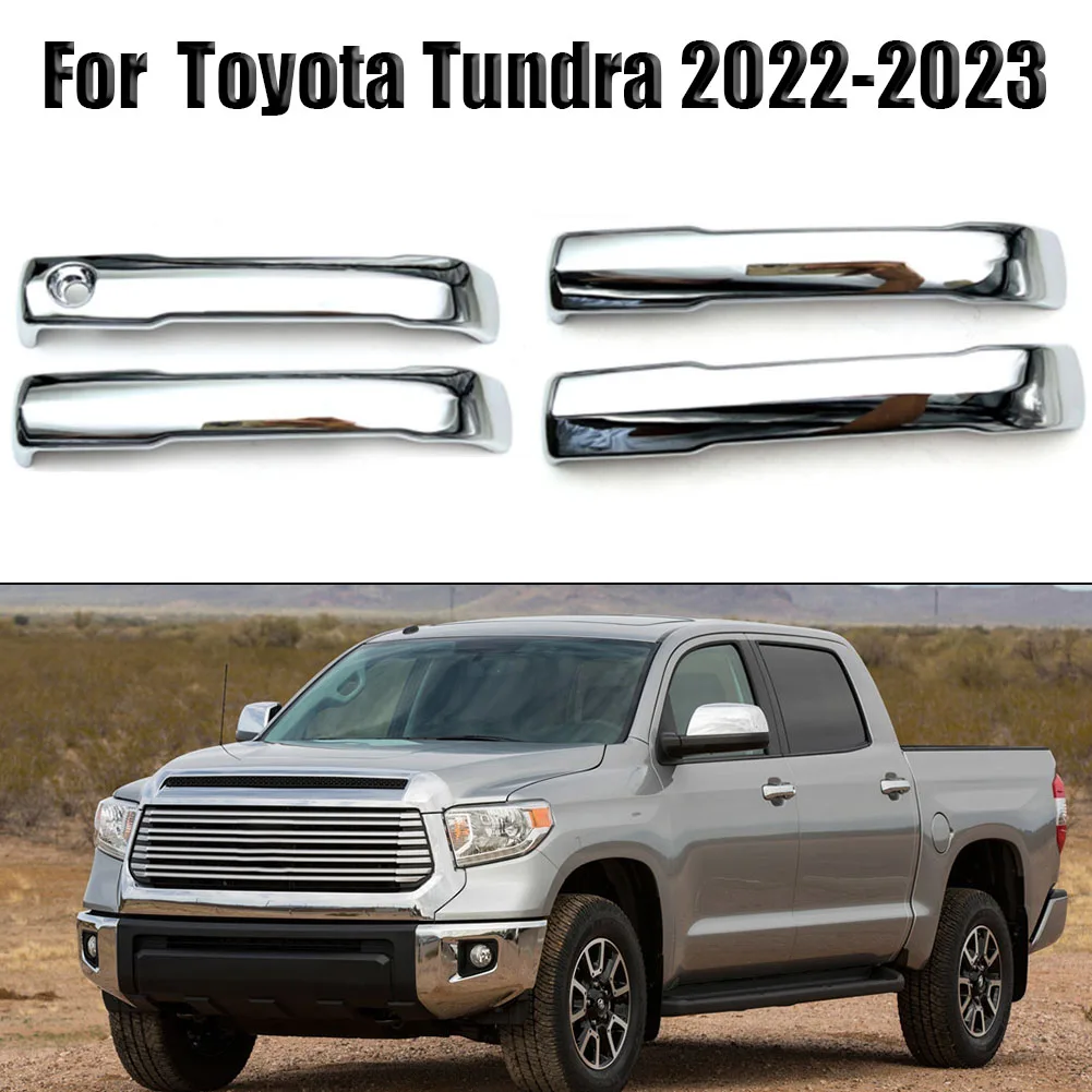 

4pcs/set Car Door Handle Cover Trim Chrome Shell Cap For Toyota Tundra 2022-2023 High Quality ABS Car Exterior Styling Accessory