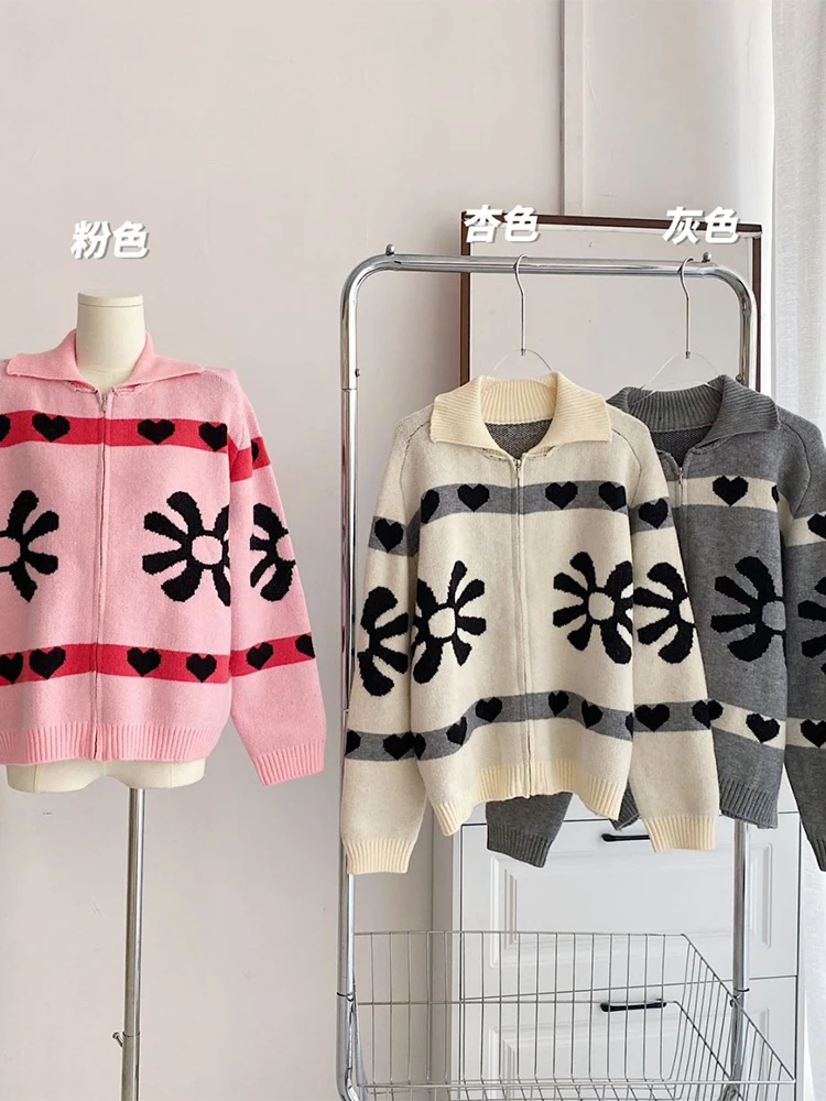 

Женский трикотажный кардиган с отложным воротником, контрастных цветов